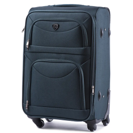 Средний зеленый текстильный чемодан на 4 колеса Wings чемодан М дорожный тканевый чемодан